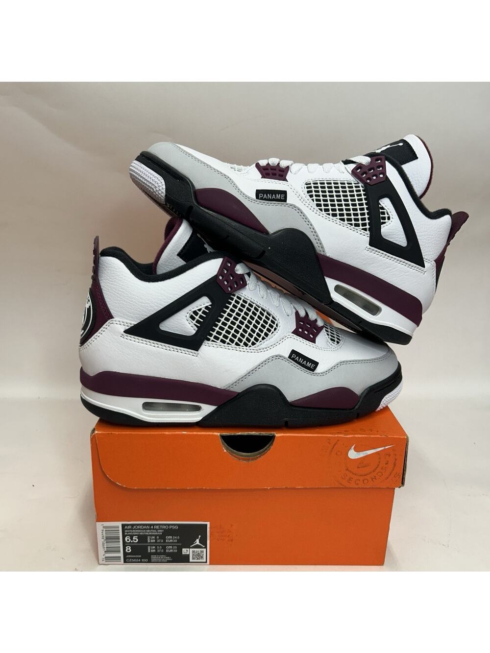 Nike Air Jordan 4 Retro PSG “White Bordeaux Neutral Grey”